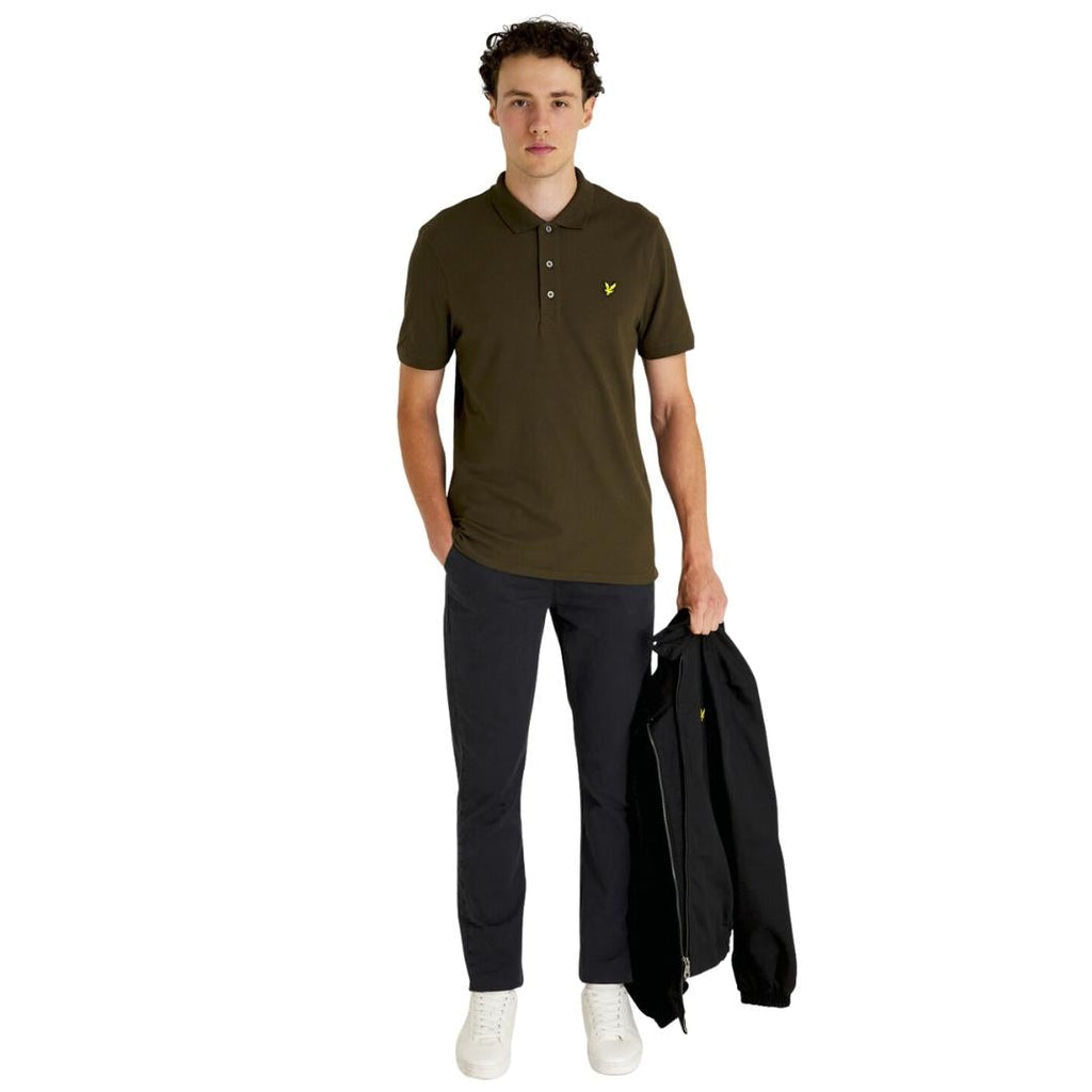 Lyle Scott Branded Chest Logo Olive Polo Shirt - Style Centre Wholesale