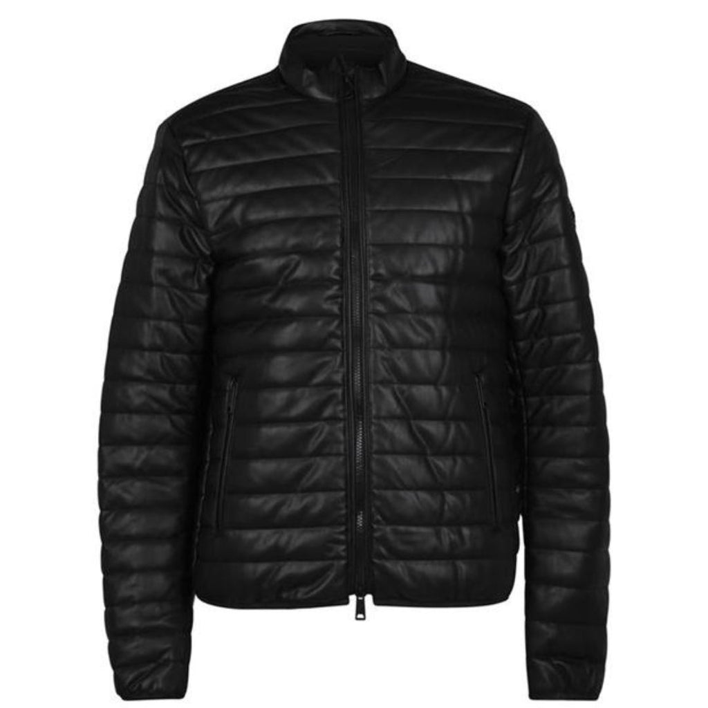 Armani Jeans Padded Biker Black Jacket - Nova Clothing