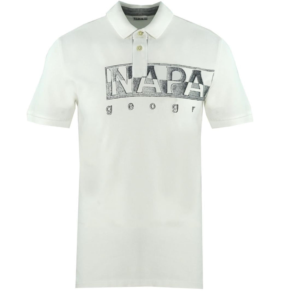 Napapijri Ellar Large Brand Logo White Polo Shirt - Nova Clothing