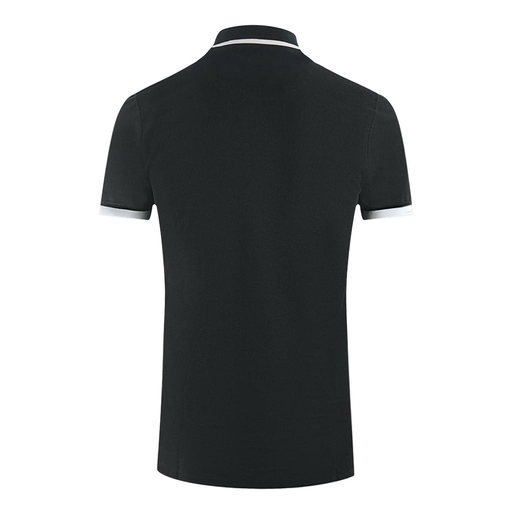 Aquascutum Branded Collar Black Polo Shirt - Style Centre Wholesale