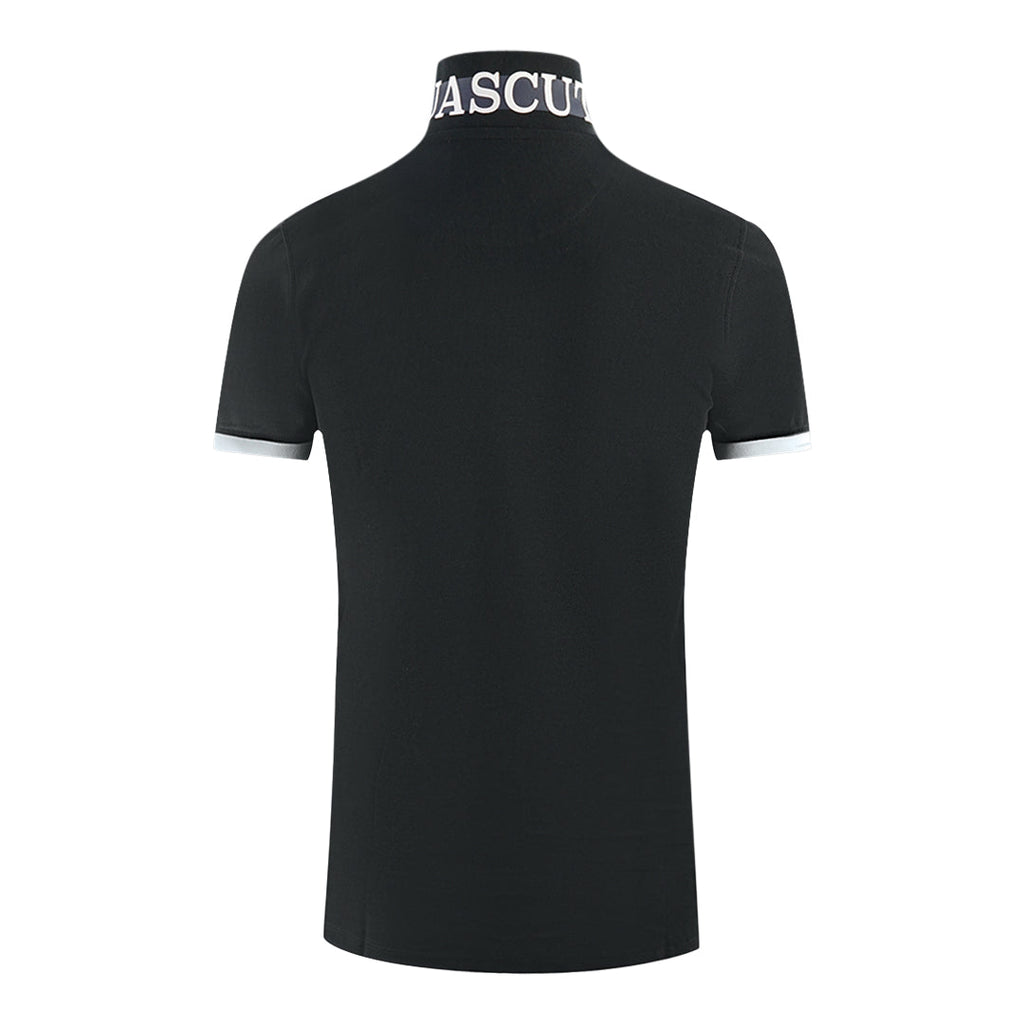 Aquascutum Branded Collar Black Polo Shirt - Style Centre Wholesale