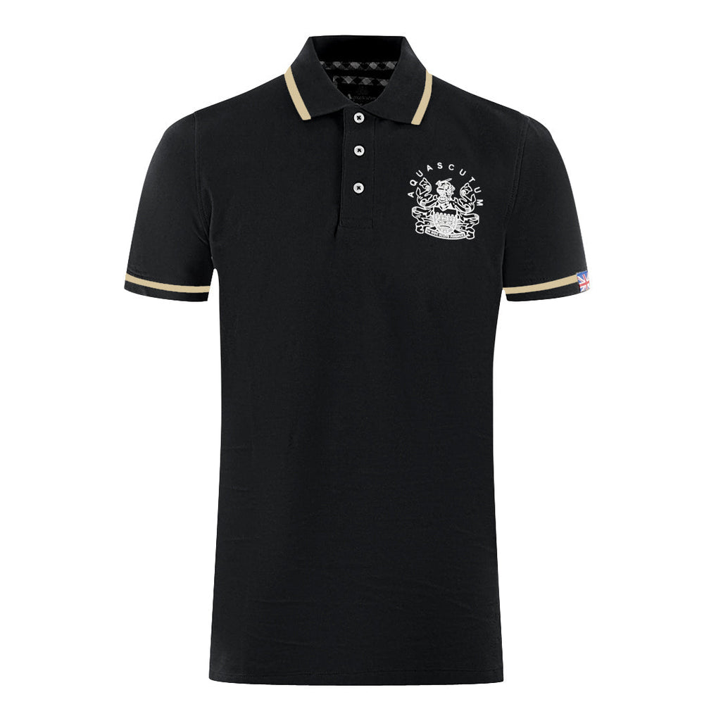 Aquascutum Tipped Aldis Black Polo Shirt - Style Centre Wholesale