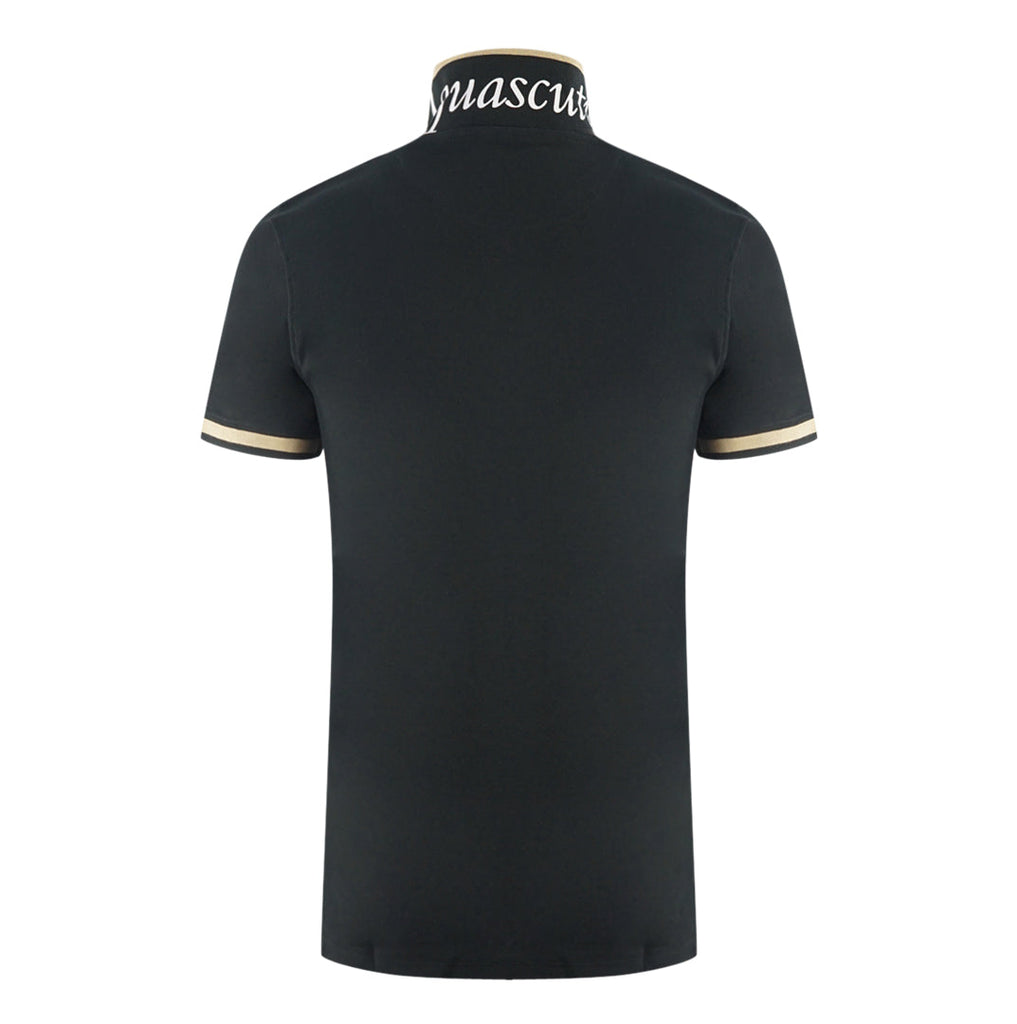 Aquascutum Tipped Aldis Black Polo Shirt - Style Centre Wholesale