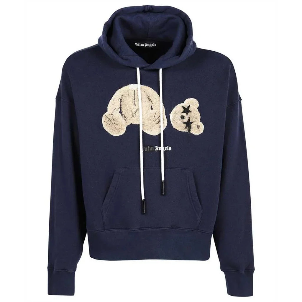 Palm Angels Kill The Bear Spray Paint Navy Blue Hoodie Pmbb058F21Fle0124660 - Style Centre Wholesale
