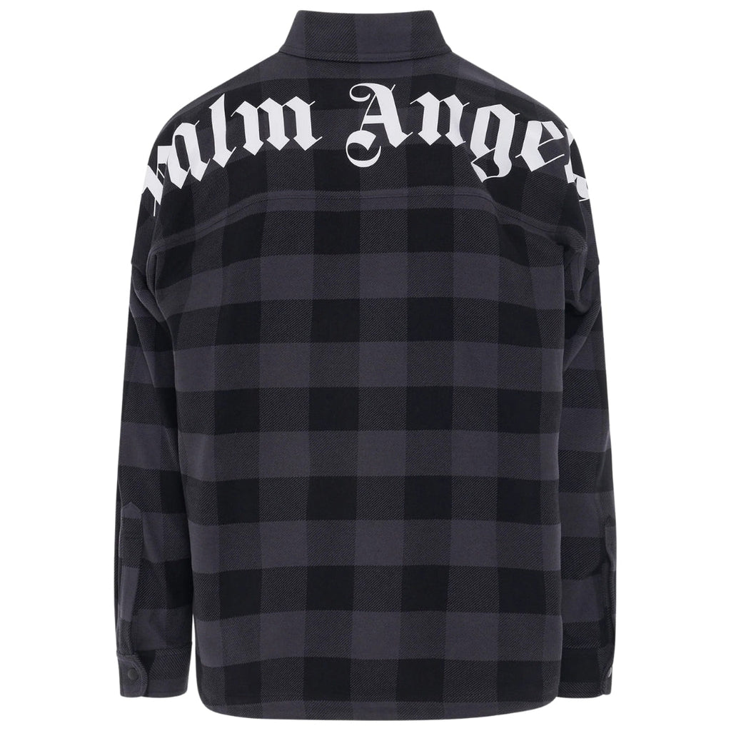 Palm Angels Curved Logo Checked Black Shirt - Style Centre Wholesale