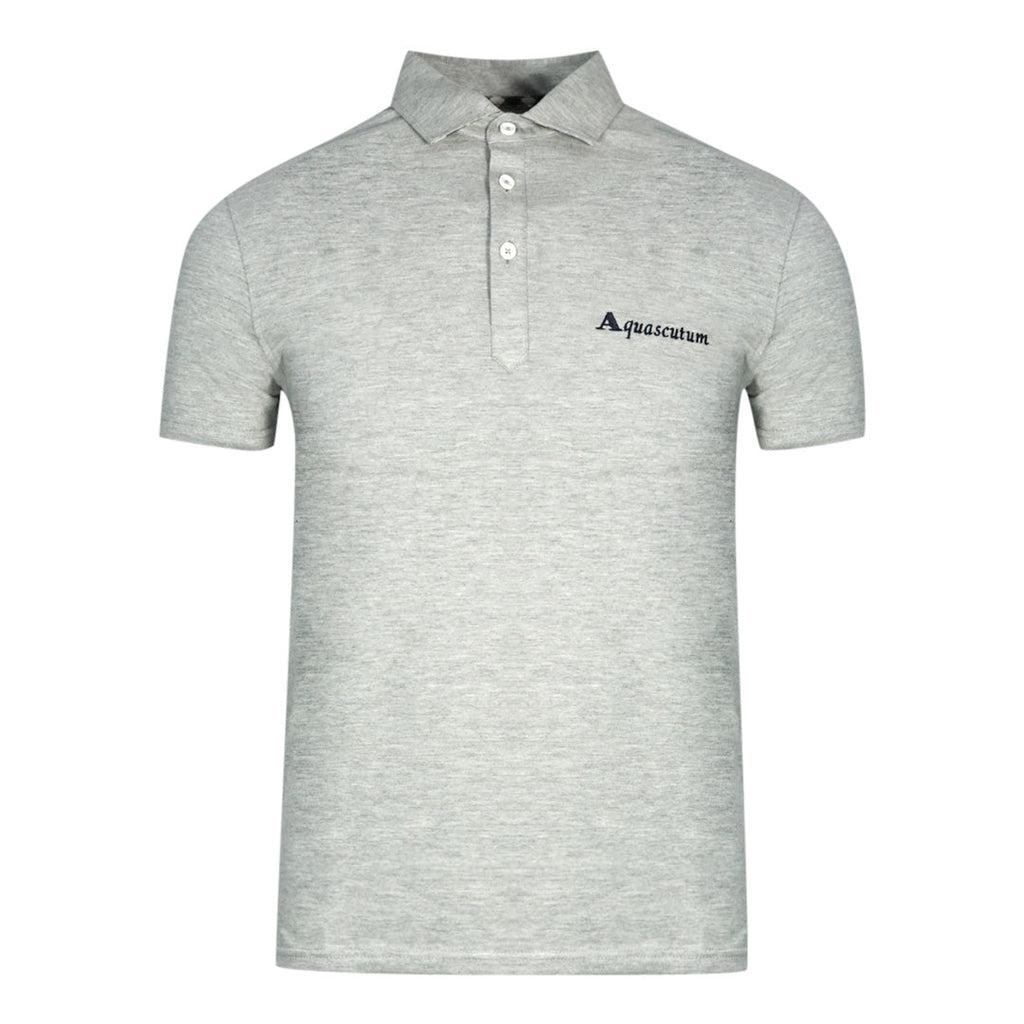 Aquascutum Signature Logo Grey Polo Shirt - Style Centre Wholesale