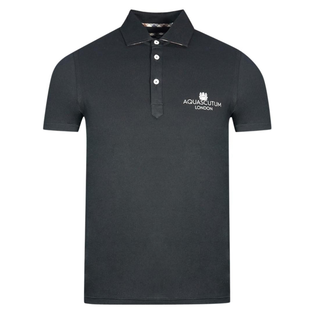Aquascutum London Bold Logo Black Polo Shirt - Style Centre Wholesale