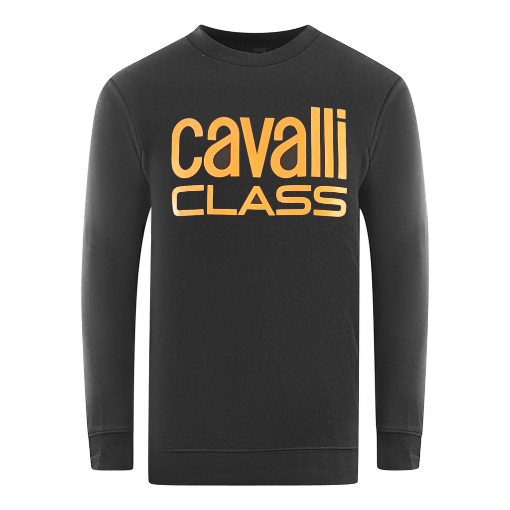 Cavalli Class Bold Brand Logo Black Sweatshirt - Style Centre Wholesale