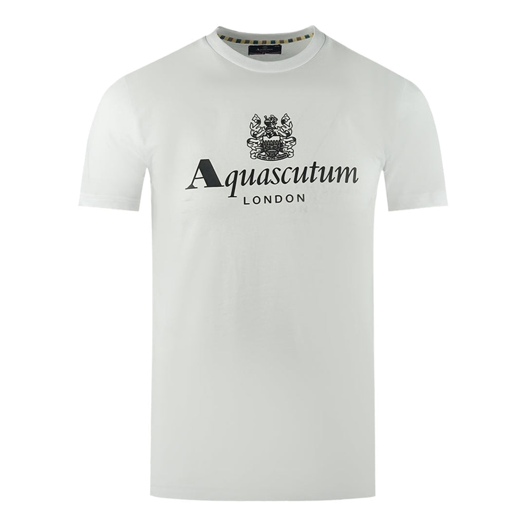 Aquascutum London Aldis Brand Logo White T Shirt Ts002 01 - Style Centre Wholesale