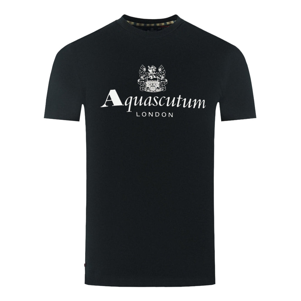 Aquascutum London Aldis Brand Logo Black T Shirt - Style Centre Wholesale