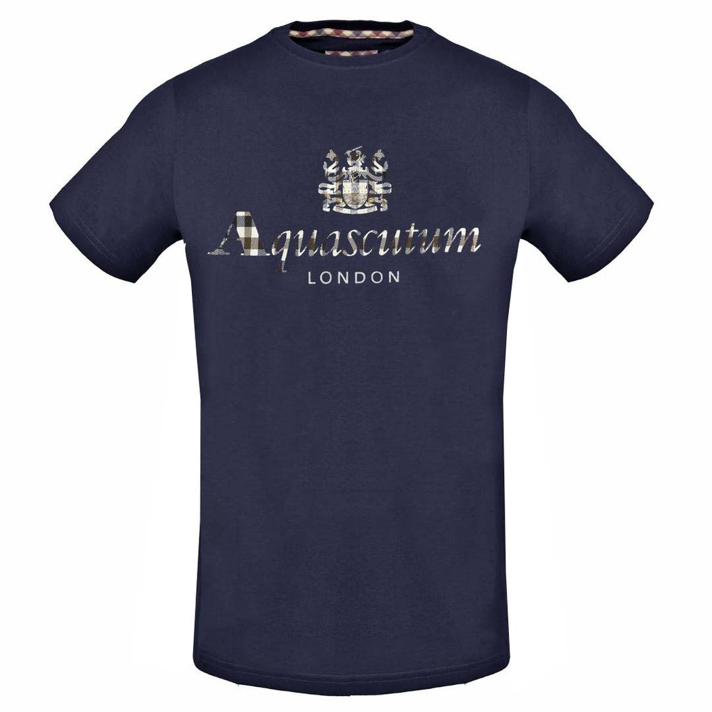 Aquascutum Classic Check Logo Navy Blue T-Shirt - Nova Clothing