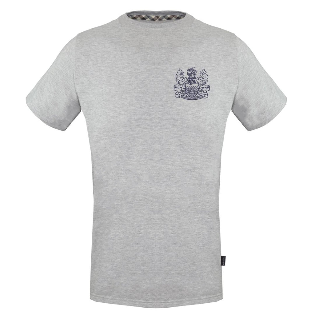 Aquascutum Stitched Aldis Logo Grey T-Shirt - Nova Clothing