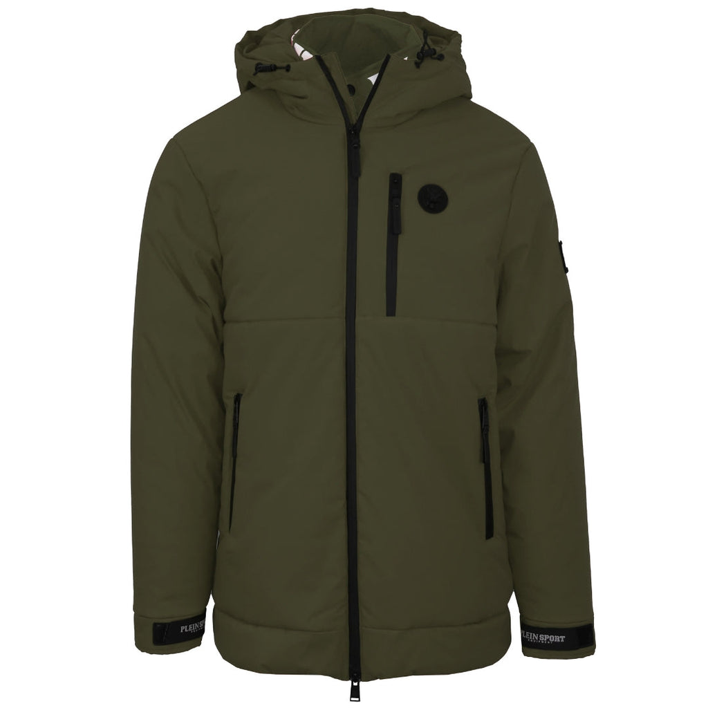 Plein Sport Padded Small Circular Logo Branded Green Jacket - Style Centre Wholesale