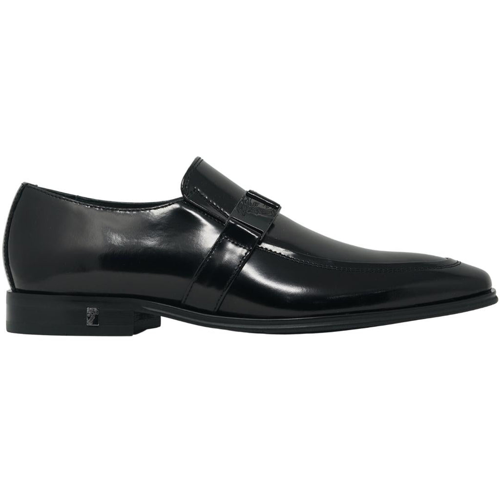 Versace Collection Buckle Logo Leather Black Shoes - Nova Clothing